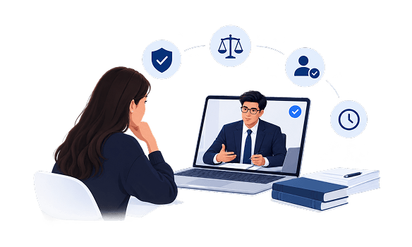 A client consulting a lawyer over a video call